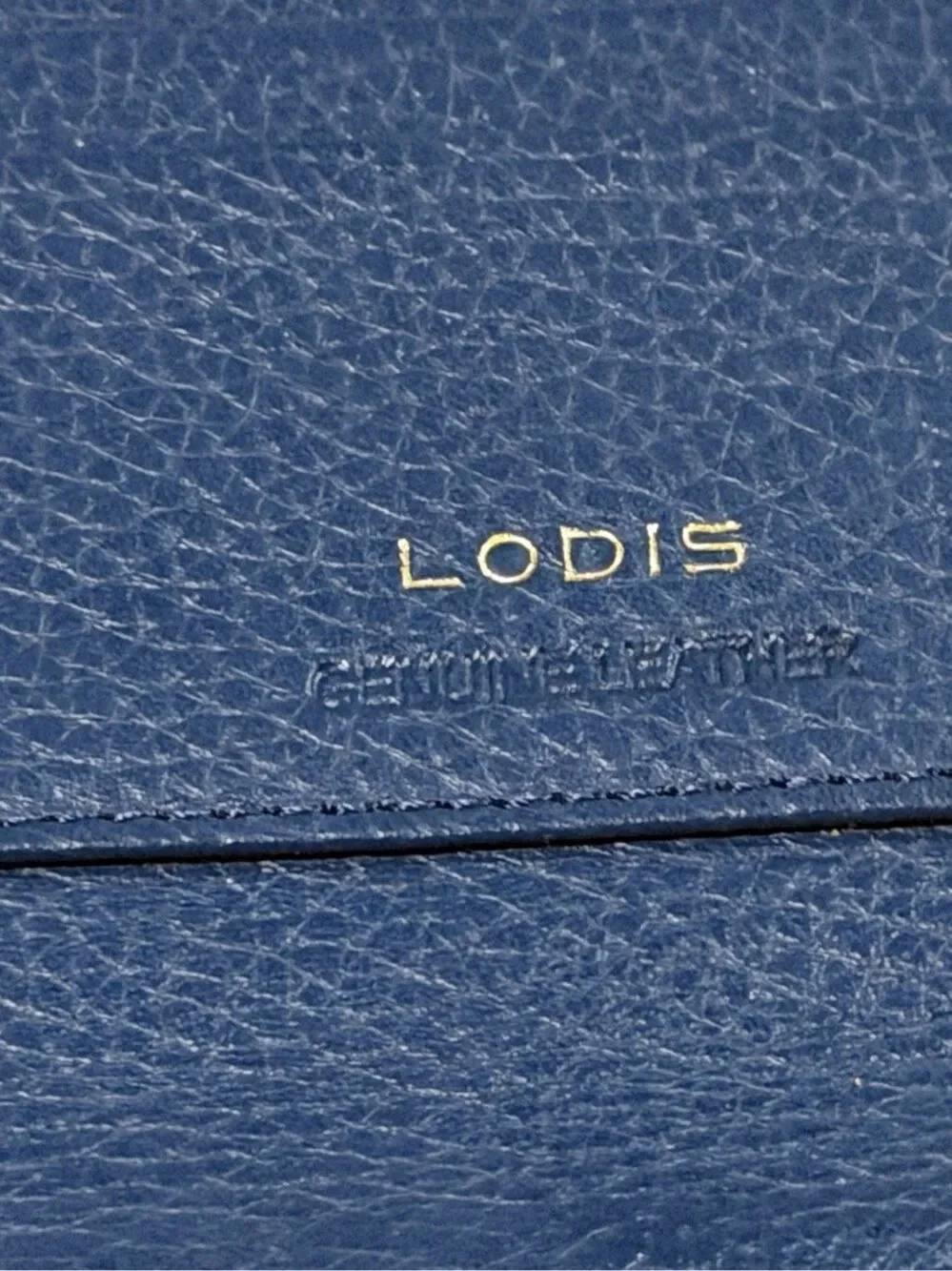 LODIS Kate Large Flap Blue Pebbled Leather RFID Wallet Continental Clutch